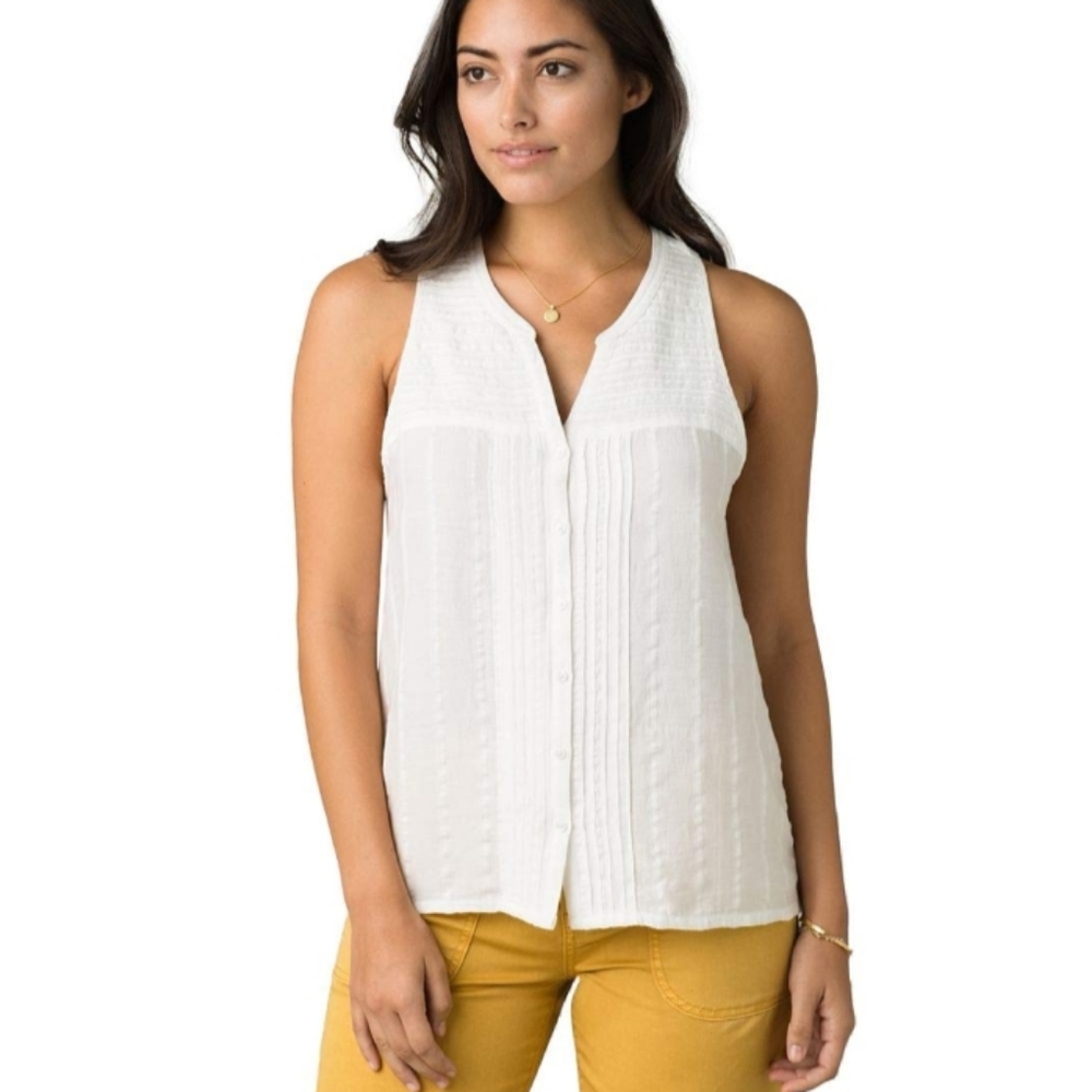 Prana Nieves Tank Button Front Soft White Medium